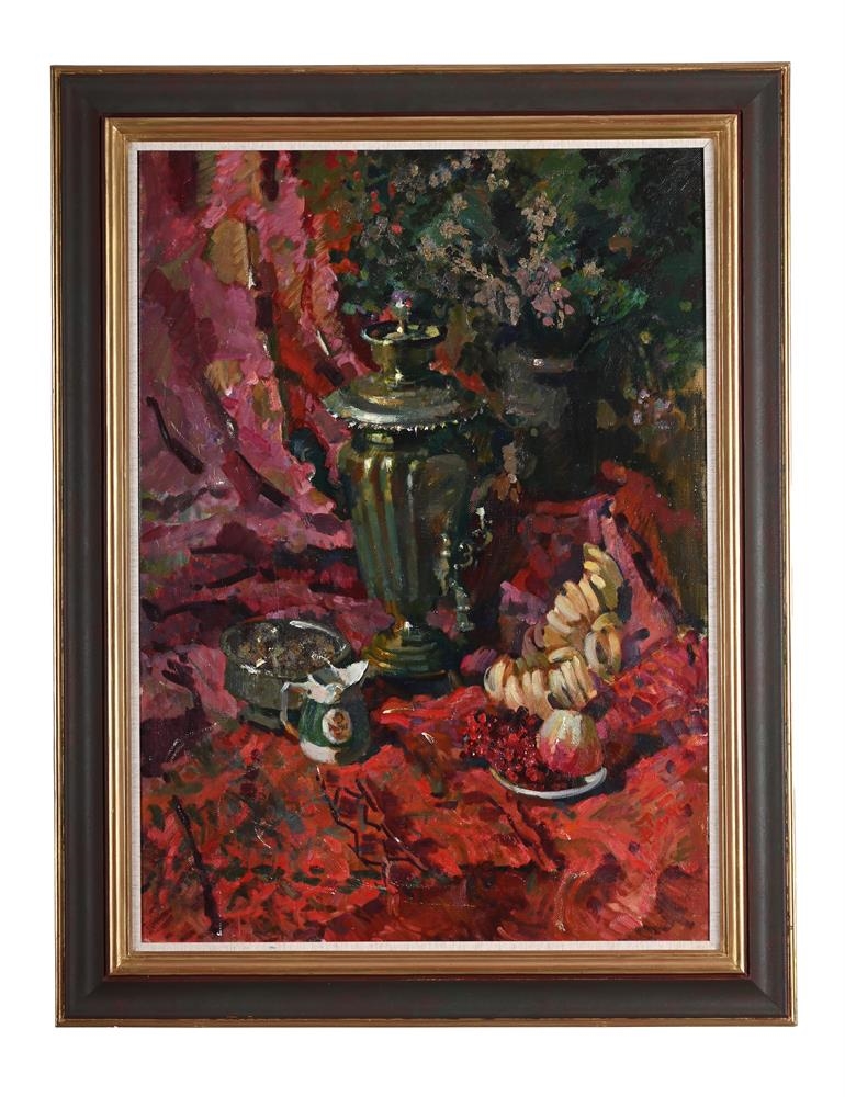 Artwork by Viktor Chaus, STILL LIFE WITH THE SAMOVAR, Made of Oil on canvas