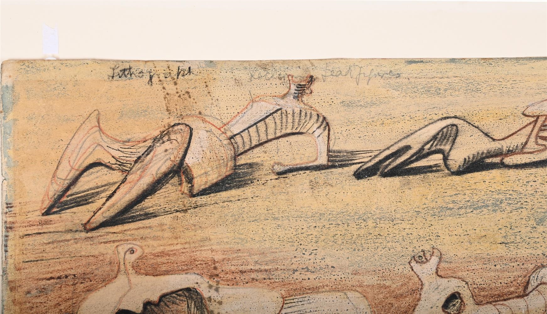 Artwork by Henry Moore, RECLINING FIGURES, Made of Pencil, wax crayon, watercolour