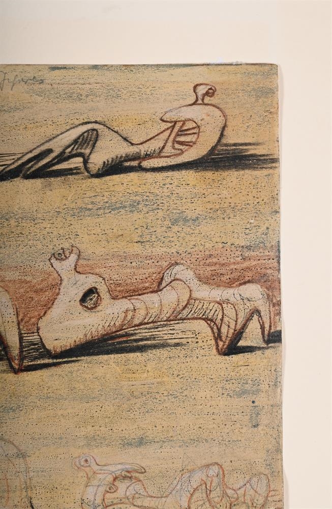 Artwork by Henry Moore, RECLINING FIGURES, Made of Pencil, wax crayon, watercolour