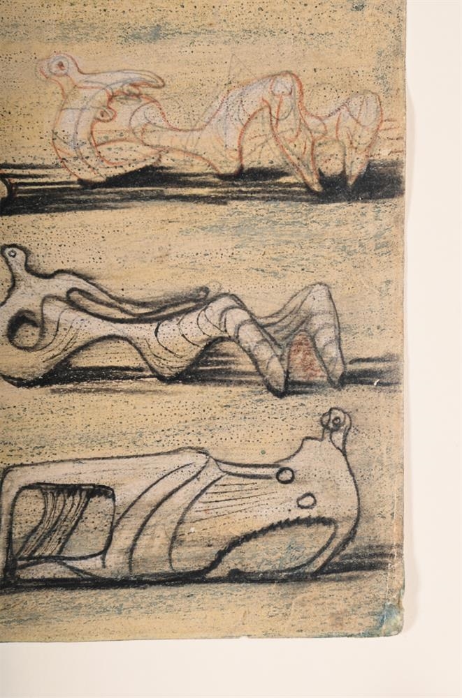 Artwork by Henry Moore, RECLINING FIGURES, Made of Pencil, wax crayon, watercolour