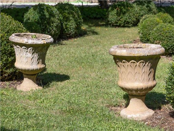 Planters | A pair of composite stone urn form planters | MutualArt