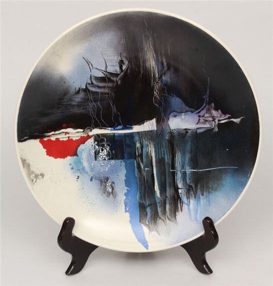 Painted decorative wall plate by Helga Ingeborga Melnbarde, 2016