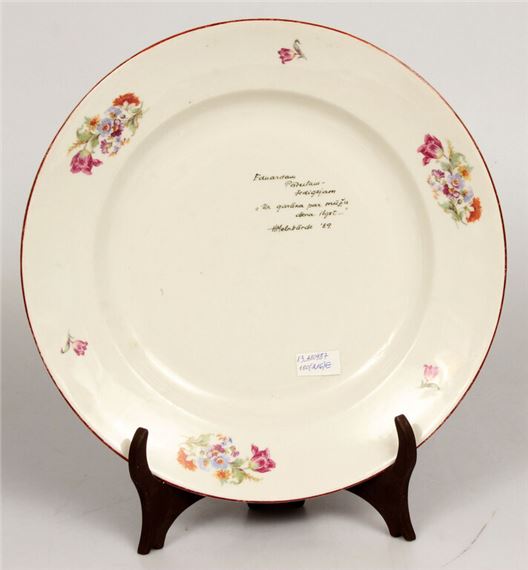 Painted plate (double-sided painting by Helga Ingeborga Melnbarde, 20th century