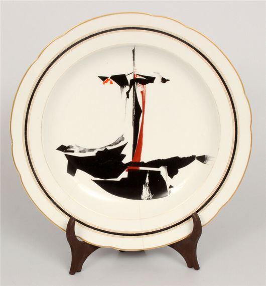 Painted plate "Dedication to Mr. Kamilkar - Kubilim by Helga Ingeborga Melnbarde, 20th century
