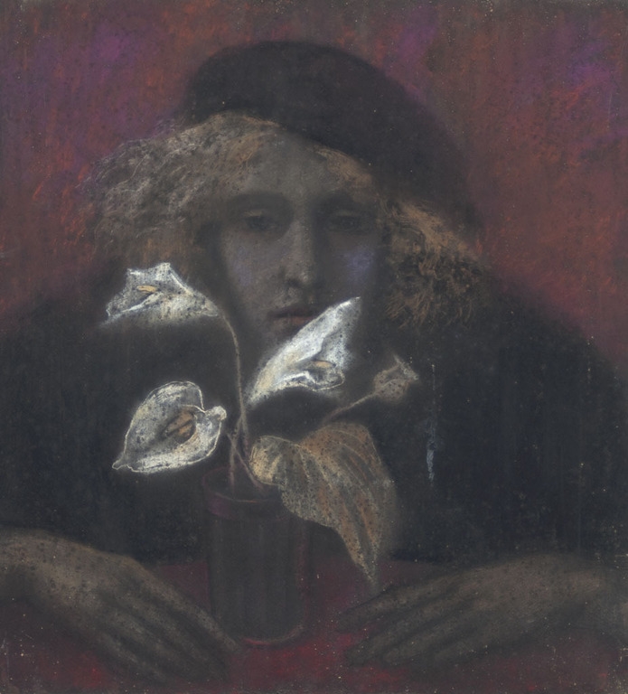 Artwork by Anita Kreituse, Portrait, Made of Cardboard, pastel