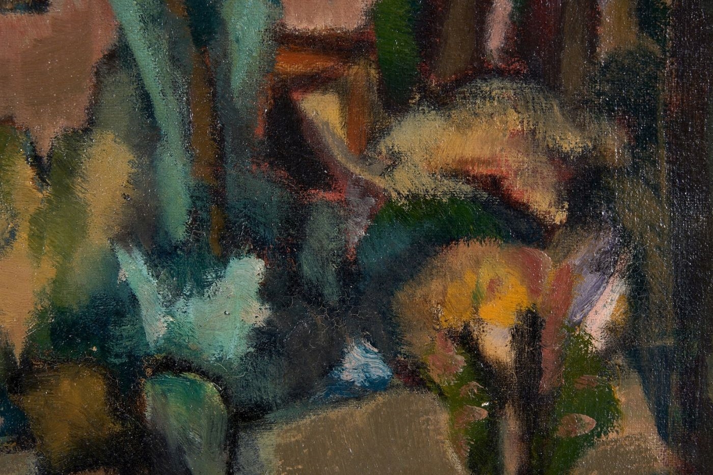 Artwork by Friedrich Wilhelm Meyer, Paar in der Grünanlage - Blick auf d. Eschenheimer Turm, Made of oil/canvas