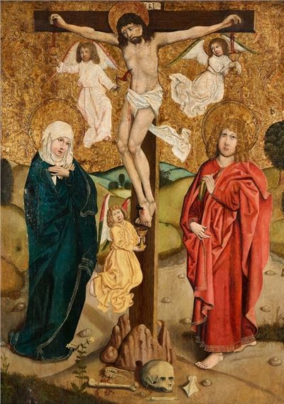 Kreuzigung Christi mit Maria und dem Evangelisten Johannes - Master of the Middle-Rhine