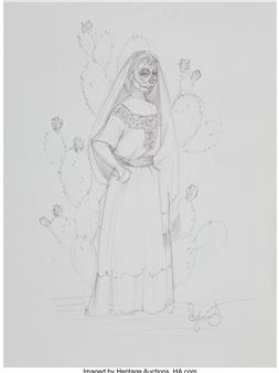 Woman by Cactus Sketch - Sylvia Ji