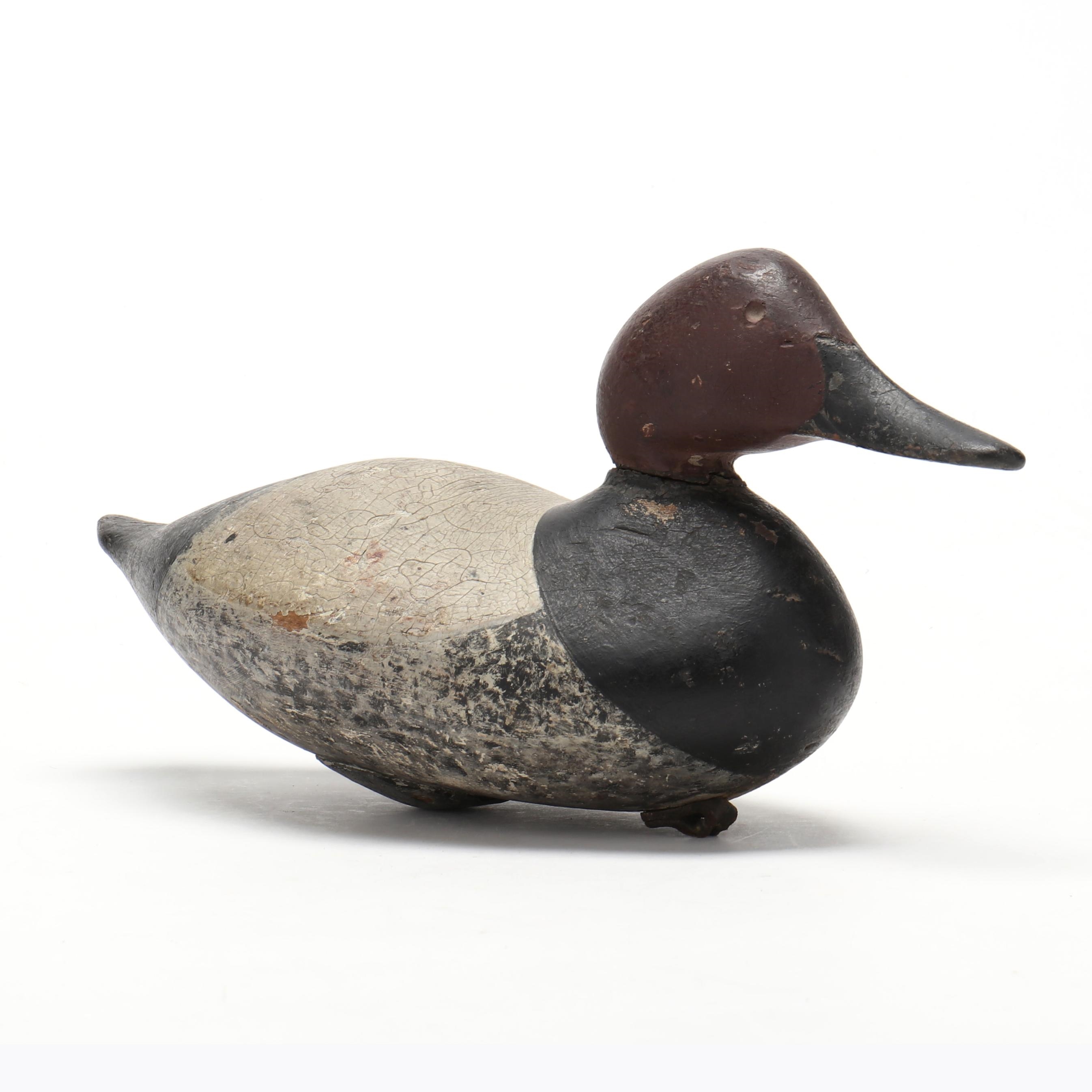 Artwork by Mitchell Fulcher, Canvasback, Made of carved and painted wood, glass
