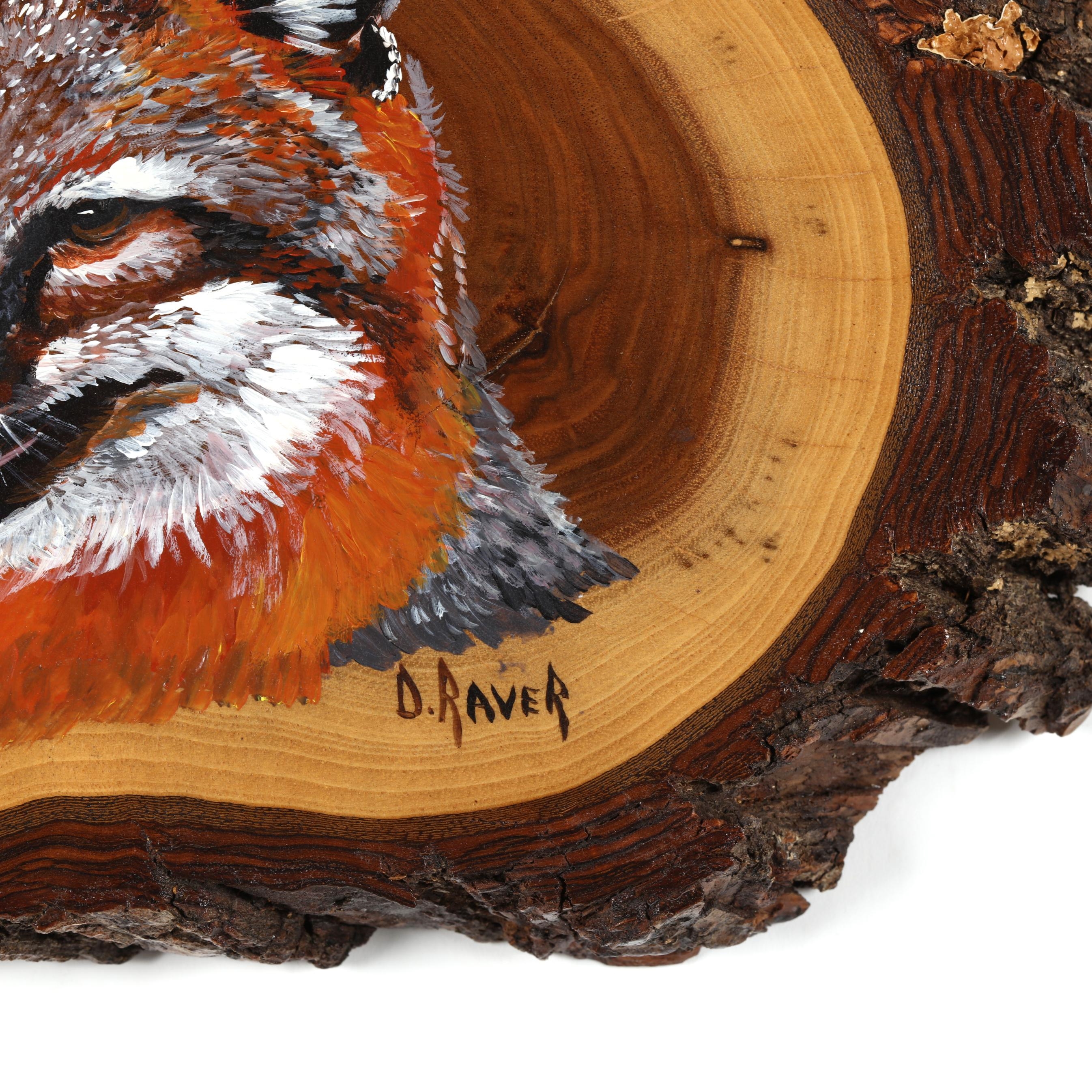 Duane Raver, Jr. | Fox Portrait on Pine Presentation Plaque (Late 20th ...