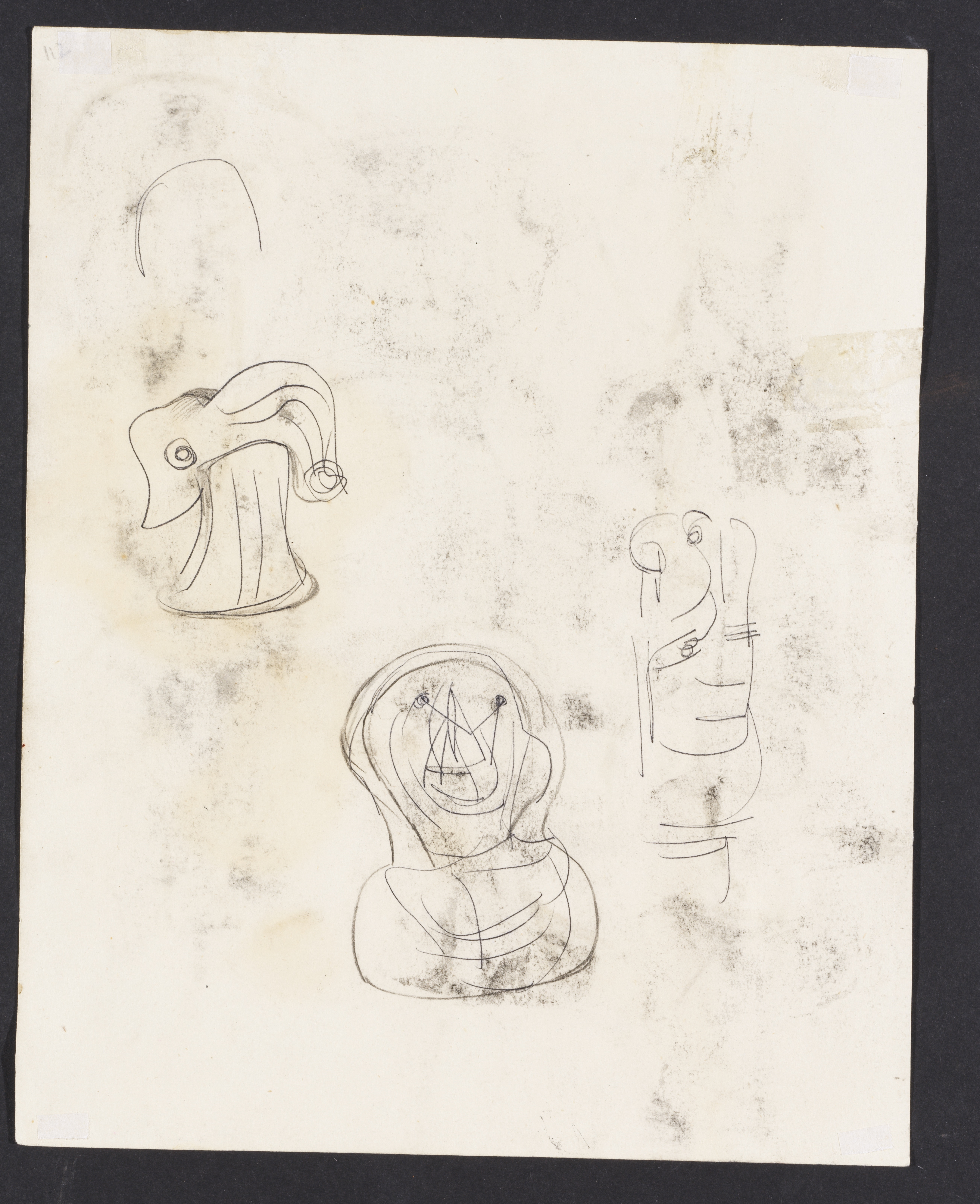 Artwork by Henry Moore, Helmet Heads: Exterior Forms (Interior, Made of Gouache, watercolor wash, black chalk, ink and pencil