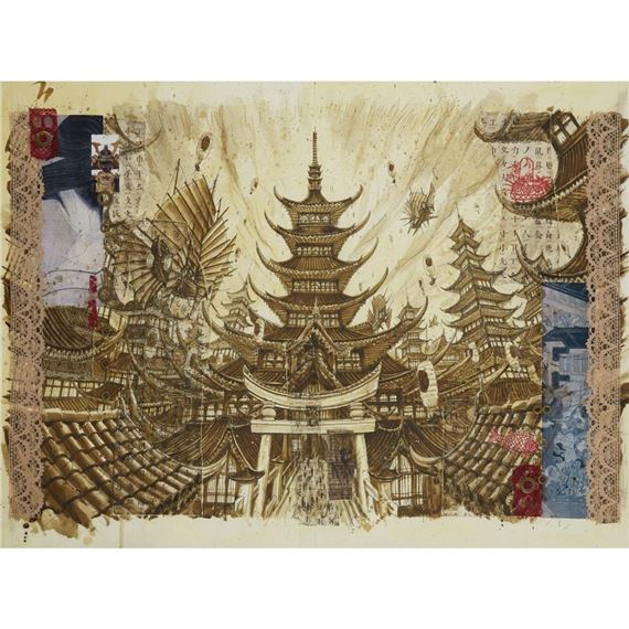 Temple japonais, double planche couleurs