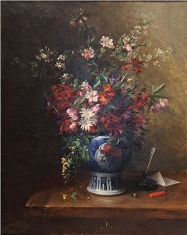 Édouard SEGUIN (19th century) Still life with a vase of flowers, 1879 Oil on canvas signed and dated lower left 80 x 65 cm Missing - Édouard Seguin