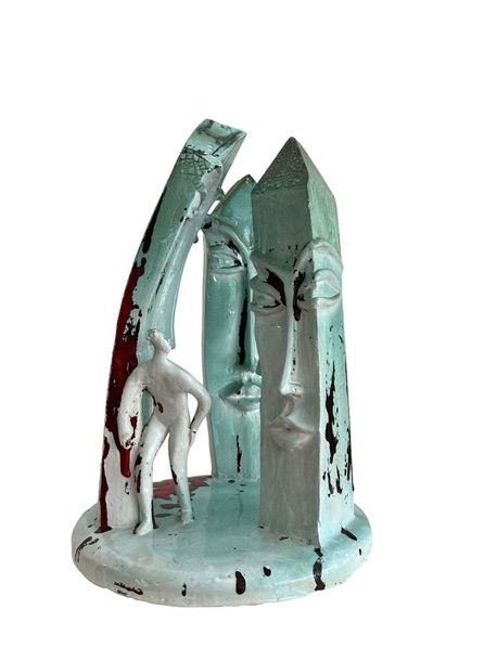 Artwork by Alberto Mingotti, Silenzio e Meraviglia, Made of polychrome earthenware sculpture