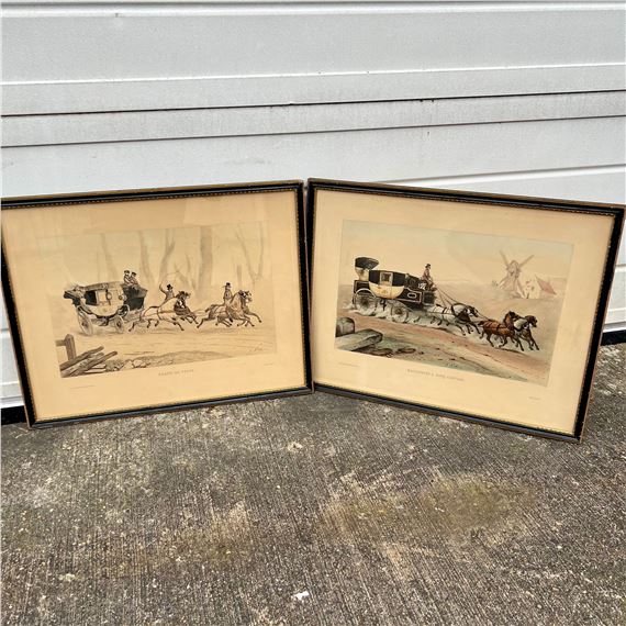 Victor Adam , pair of handcoloured lithog by Victor Adam, 1801