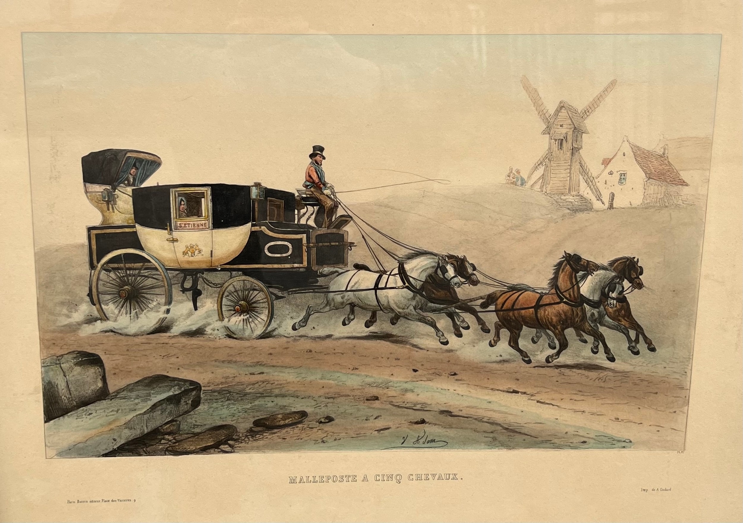 Artwork by Victor Adam, Victor Adam , pair of handcoloured lithog, Made of Handcoloured lithograph