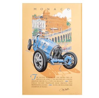 René Dreyfus Signed Monaco Grand Prix Poster - Dennis Simon