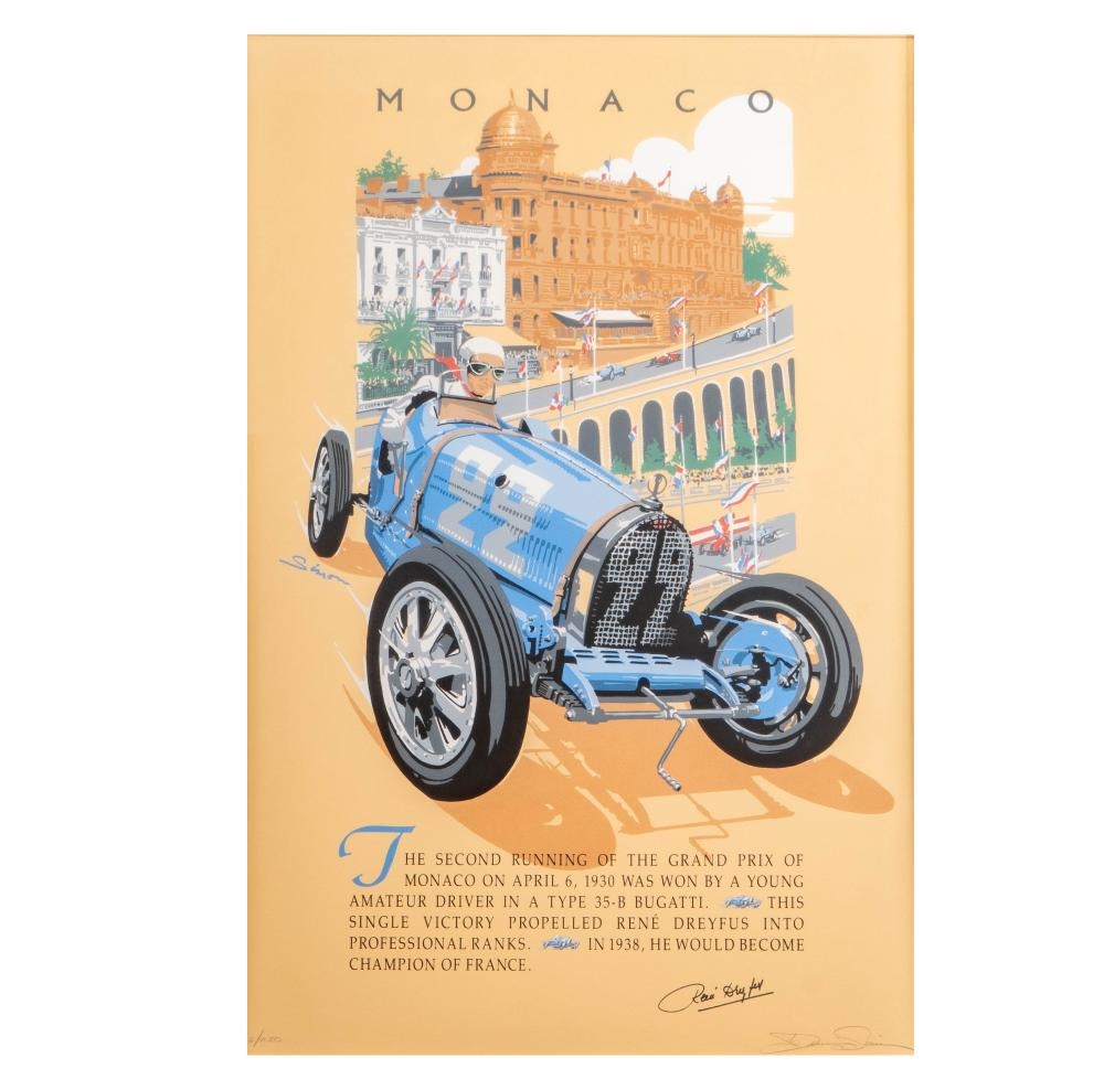Artwork by Dennis Simon, René Dreyfus Signed Monaco Grand Prix Poster, Made of Poster
lithographic poster