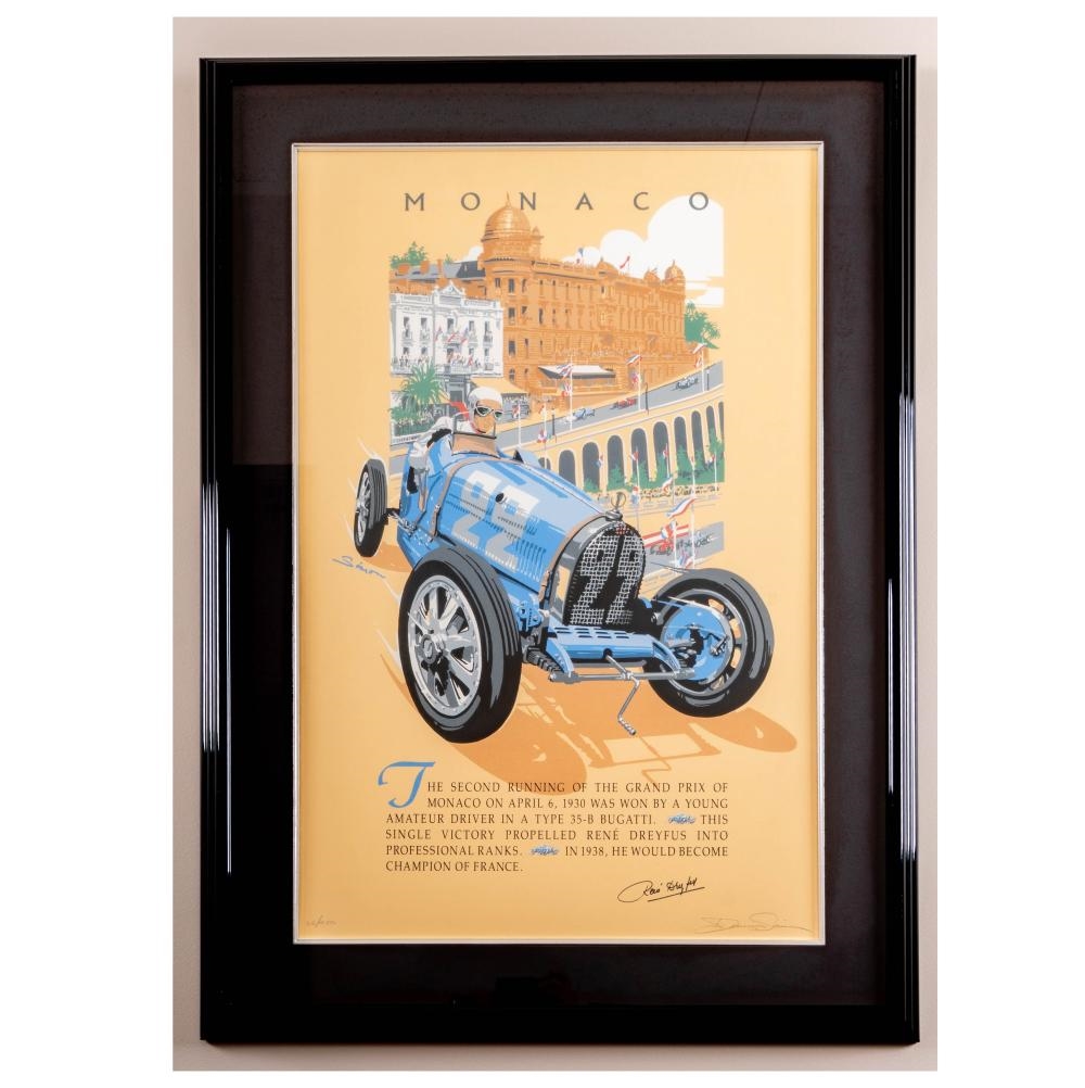 Artwork by Dennis Simon, René Dreyfus Signed Monaco Grand Prix Poster, Made of Poster
lithographic poster