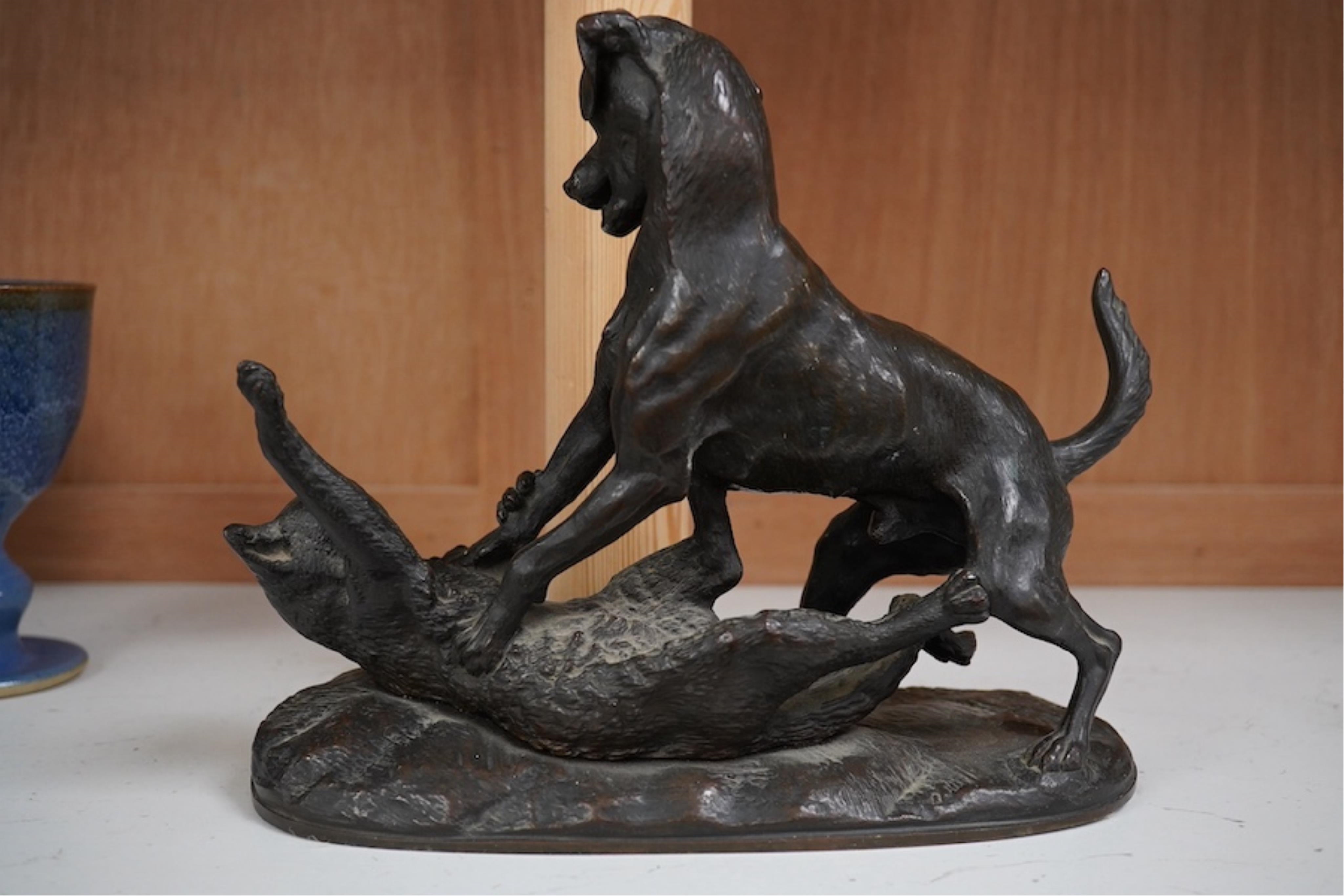 Pierre Louis Rouillard | a bronze group of a dog attacking a cat ...