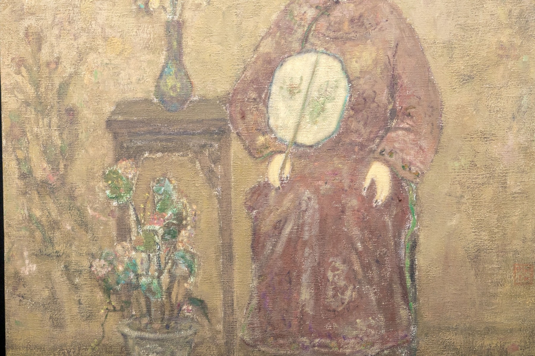 Artwork by Jia Juanli, Portrait Of A Woman With A Fan, Made of oil on canvas