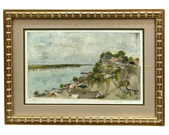 Signed Adam Wurtz “The Fishing Village" Etching - Adam Wurtz