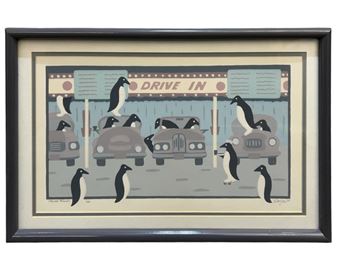 Signed Jim Saylor “Carhop Penguins" Serigraph - Jim Saylor