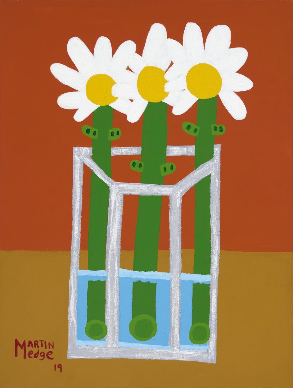 Artwork by Martin Edge, Flowers in Vase, 2019, Made of acrylic on canvas