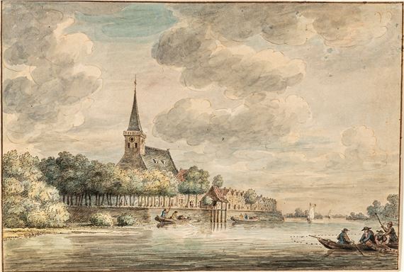 River Scene with a View of Lekkerkerk by Dirk Verrijk, 2019
