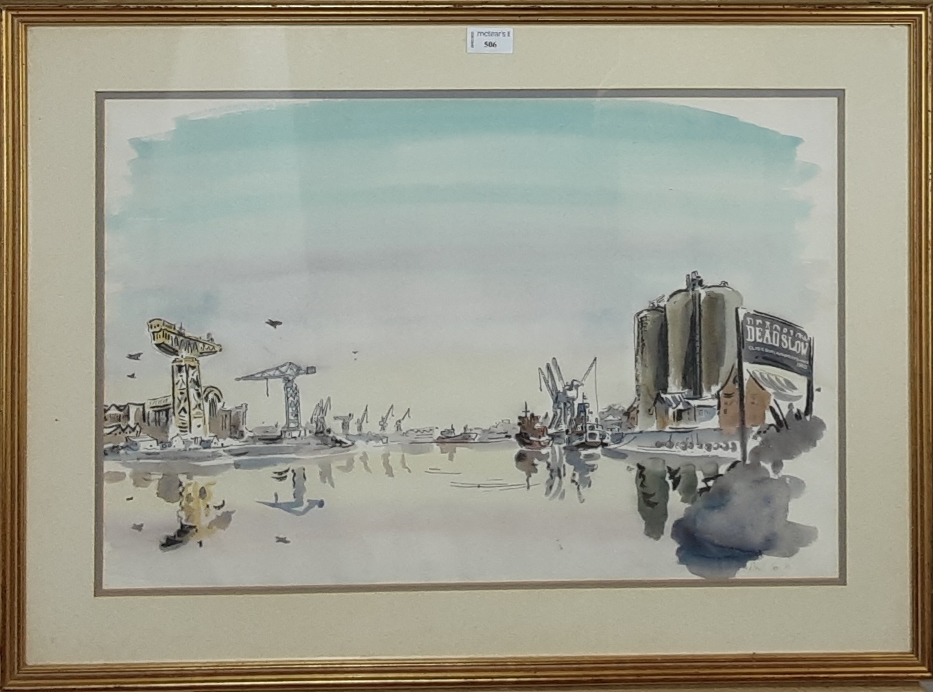 Artwork by Paul Cox, VIEW OF THE CLYDE, GLASGOW, Made of watercolour on paper