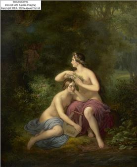 Amor and two nymphs in a woodland glade;&#160; - Frederik Ludwig Storch