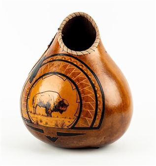 Art Signed John Gibson Native American Style Gourd - John Gibson