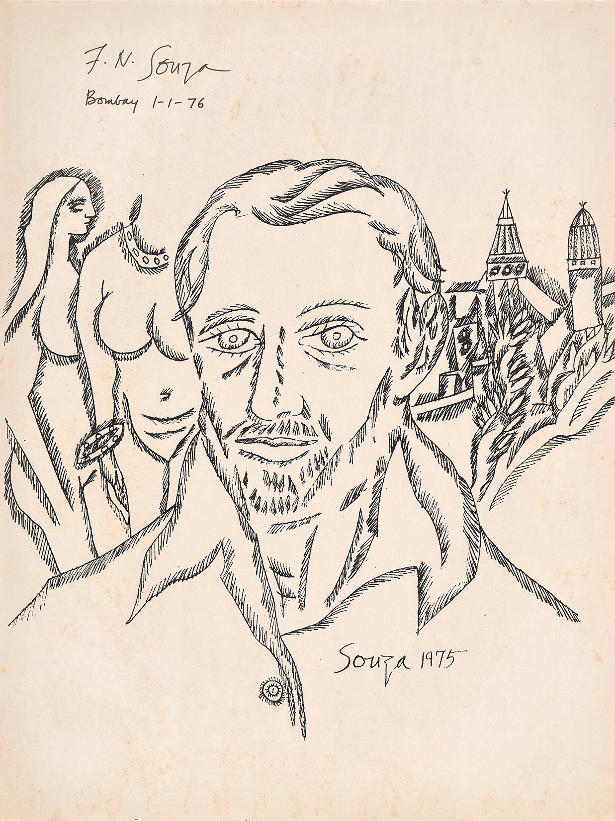 Artwork by Francis Newton Souza, Untitled (Self-Portrait, Made of Serigraph on paper