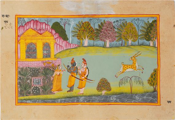 AN ILLUSTRATION FROM A RAMAYANA SERIES ATTRIBUTED TO THE WORKSHOP OF MIRA BAGAS - Rama Sets Out to Hunt the Golden Deer by Mira Bagas