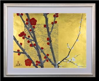 Red and White Plum Blossoms - Imai Shunmitsu