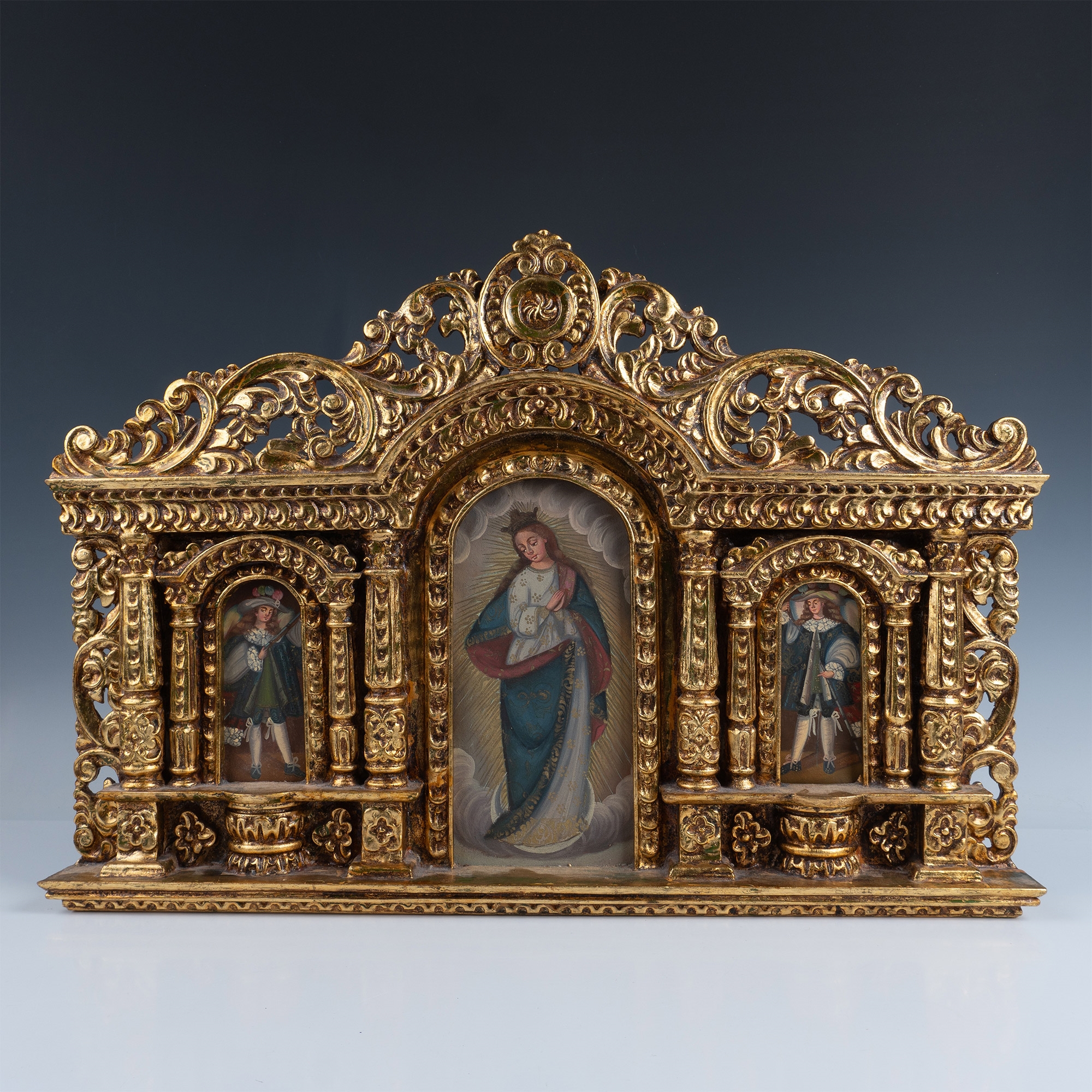 Cuzco School, 20th century | Antique Cusco School Oil Linen in Tryptic ...