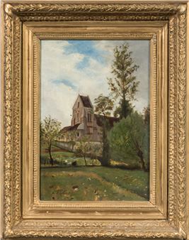 . L'église près du jardin. . Signé en... - A. Barbier