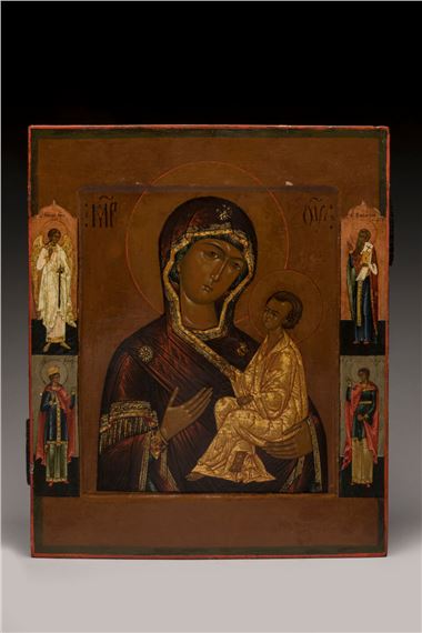 Icône En Bois Mère De Dieu De Pochaev - Art Chrétien Orthodoxe - 10x12 Cm - Panneau MDF