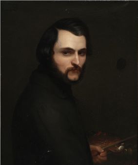 The artist's self-portrait with palette and paintbrush - Jean-Baptiste Joseph  Golinbiesky