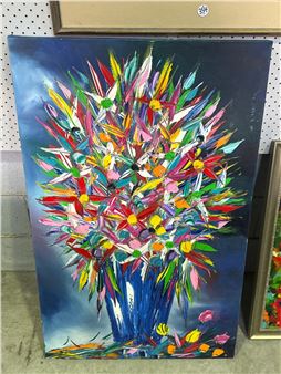 FLOWER VASE - SIGNED LOWER RIGHT - J. Shahine