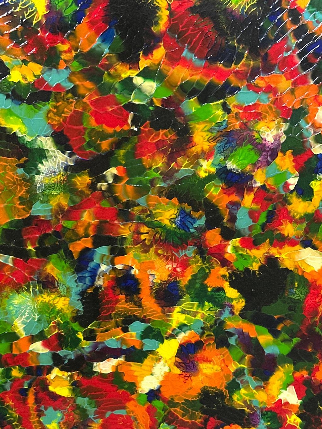 Artwork by J. Shahine, J SHAHINE ACRYLIC ABSTRACT - SIGNED ON BACK, Made of acrylic