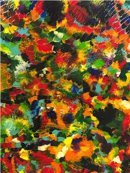 J SHAHINE ACRYLIC ABSTRACT - SIGNED ON BACK - J. Shahine