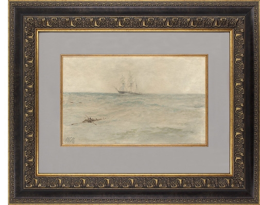 Artwork by Lev Felixovich Lagorio, In the Atlantic Ocean. 300 feet from the clipper, Made of Paper on cardboard, graphite pencil, watercolor