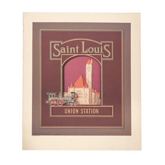 Large original color lithograph on paper entitled Saint Louis - John Joseph Hunn