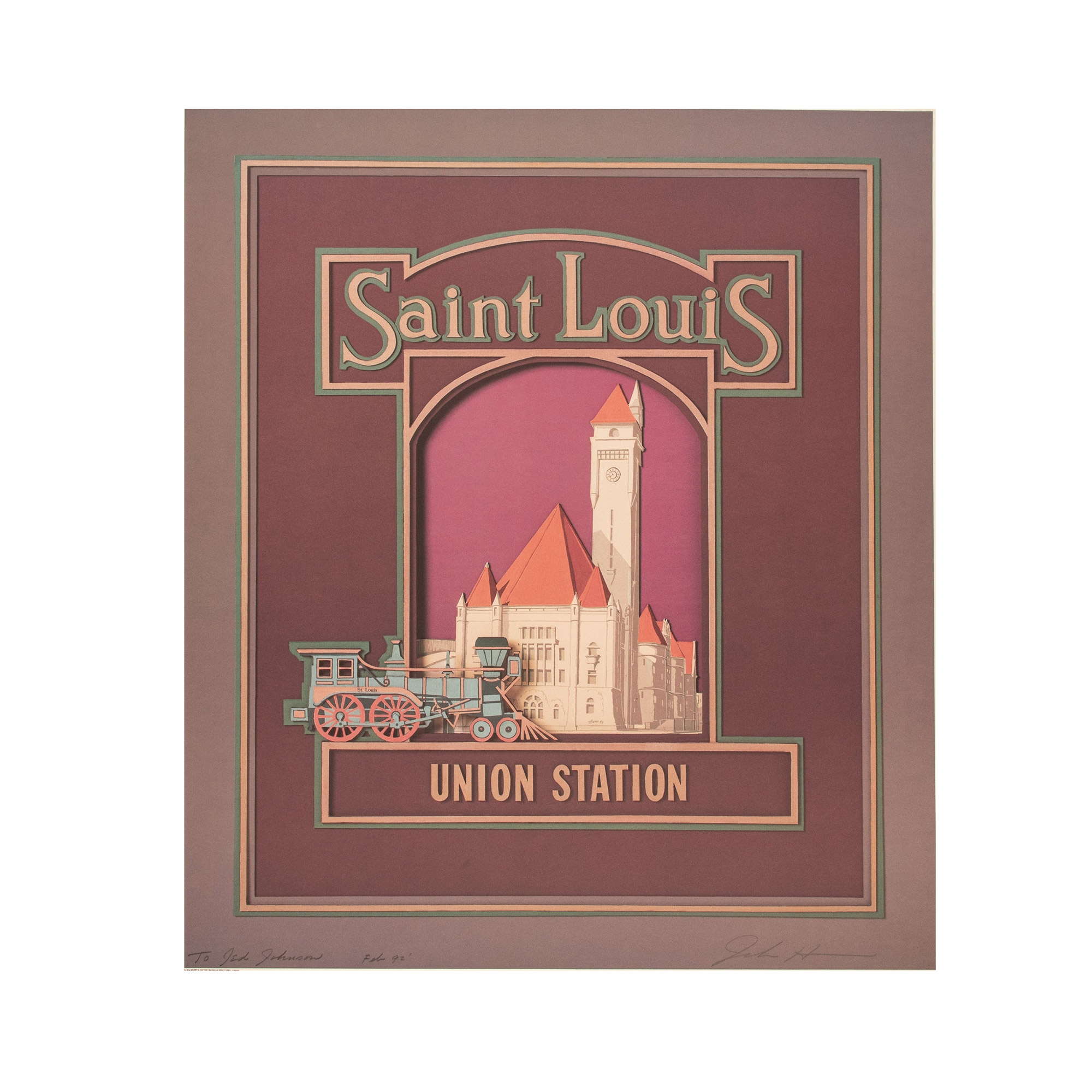 Artwork by John Joseph Hunn, Large original color lithograph on paper entitled Saint Louis, Made of Color Lithograph on Paper
