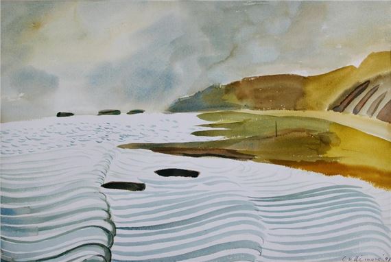 Michael Cullimore (British 1936-2021)   Normandy Beach  Watercolour on paper  Signed and dated 1991  Framed W74 by Michael Cullimore, dated 1991