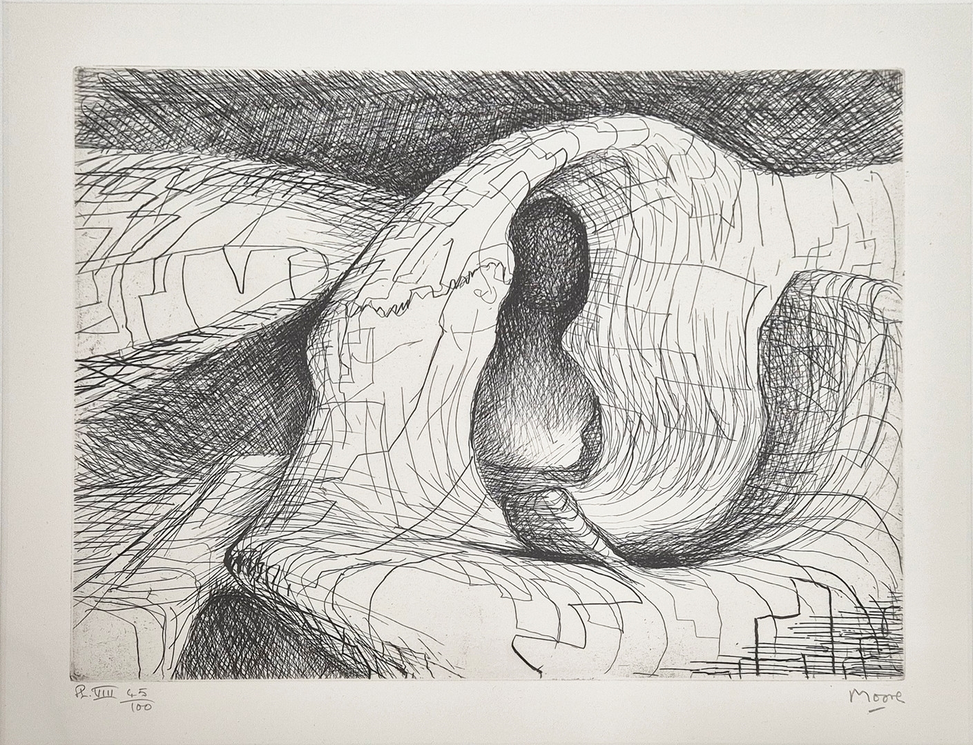 Artwork by Henry Moore, ELEPHANT SKULL, Made of etching