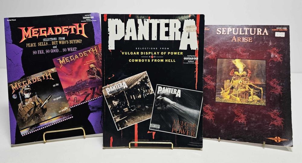 Three three heavy metal guitar tablature books pantera 1990