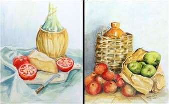 Apple Harvest" "Tomato and Cheese" watercolour - Marguerite Dolan