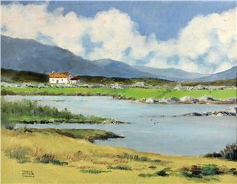 West of Ireland Scene with Lake in foreground - Terence Attridge Williams